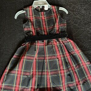 Crewcuts Plaid Dress with Black Velvet Accent